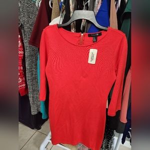 Nwt  mid length red dress with 3/4 sleeve